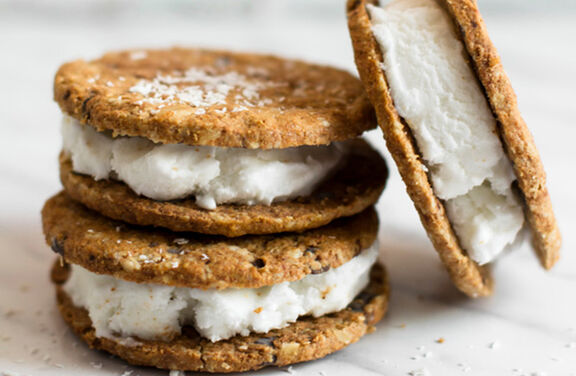 Coconut Ice Cream Anzac Sandwich