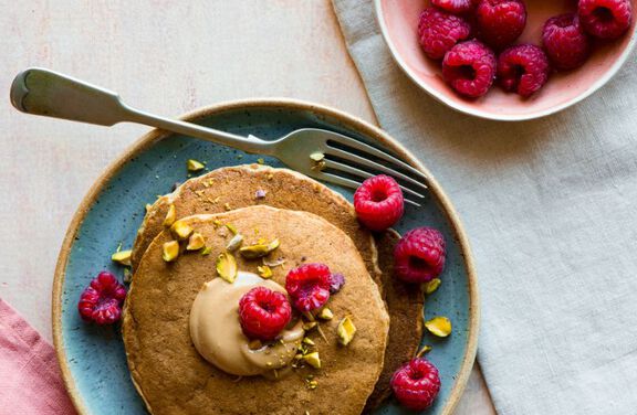 Whole Grain Pancakes With Raspberries