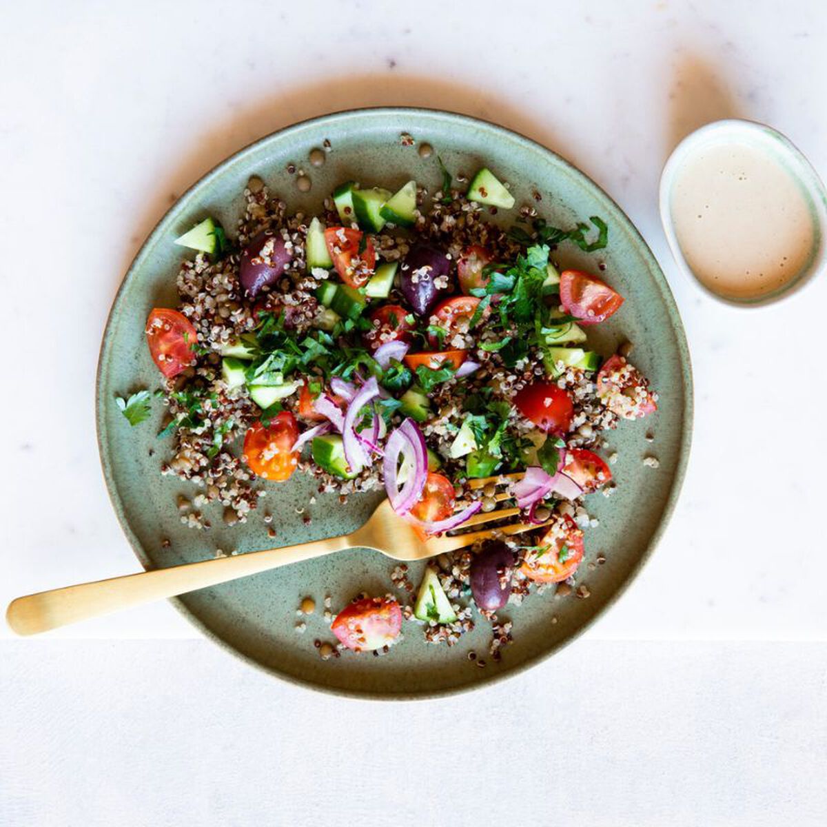 Quinoa & Lentil Salad With Tahini Dressing-1