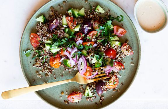 Quinoa & Lentil Salad With Tahini Dressing