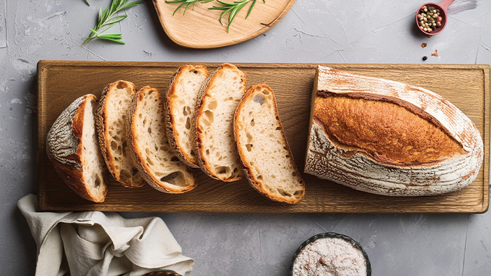 loaf of bread on a cutting board