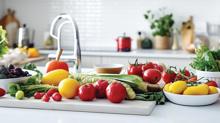 Vegetables on slab