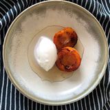 Cardamom Milk Sorbet With Grilled Peaches And Cardamom & Honey Syrup-1