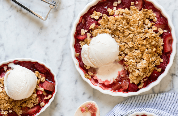 Individual Rhubarb & Strawberry Crumble