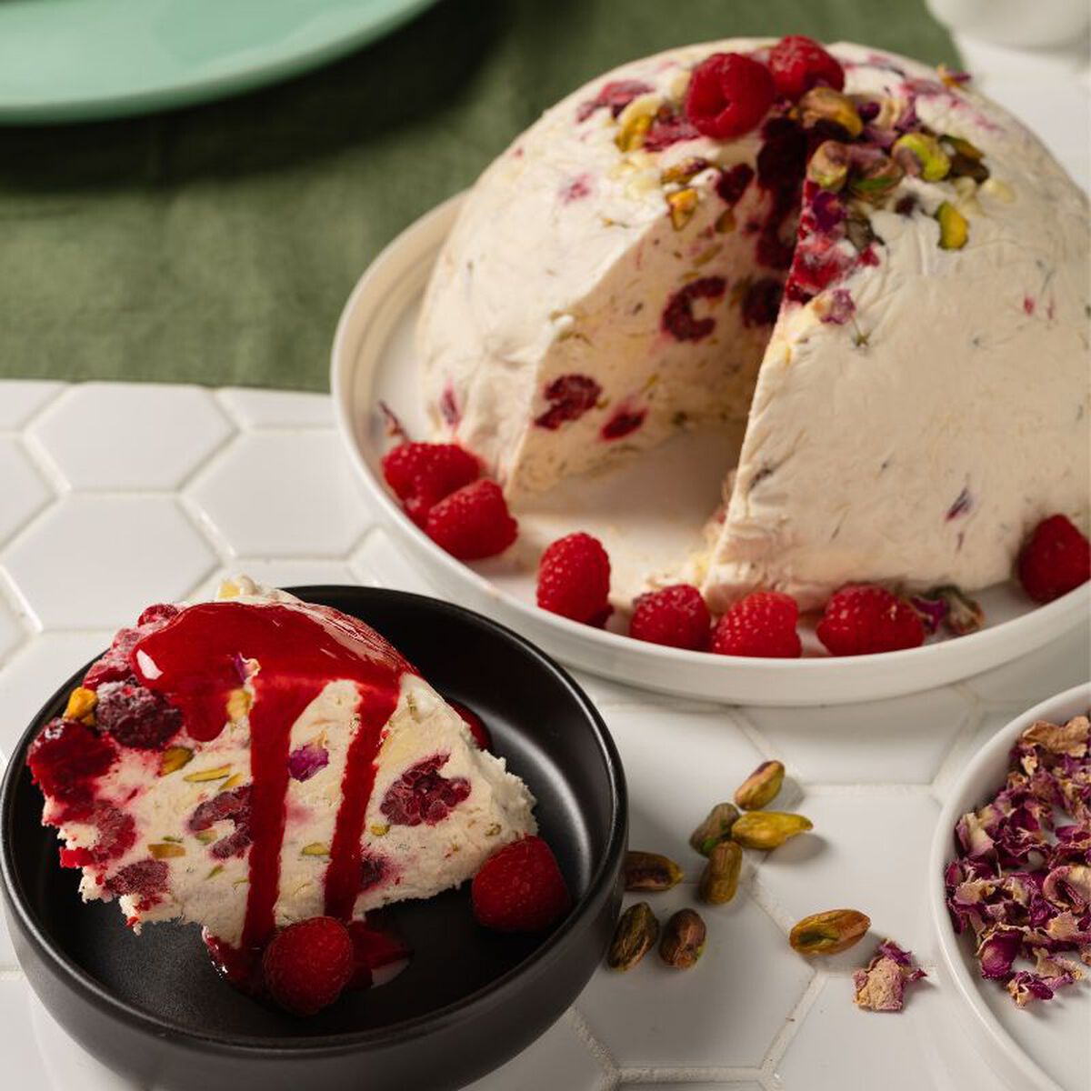 Raspberry, Pistachio & Rose Semifreddo-1