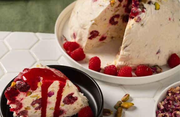 Raspberry, Pistachio & Rose Semifreddo