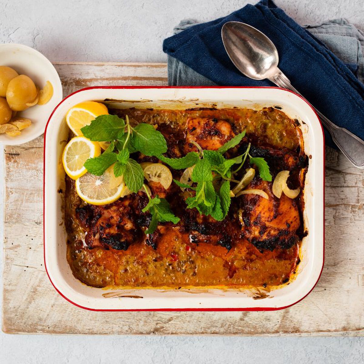 One Pan Baked Red Chicken Curry With Creamy Lentils-1