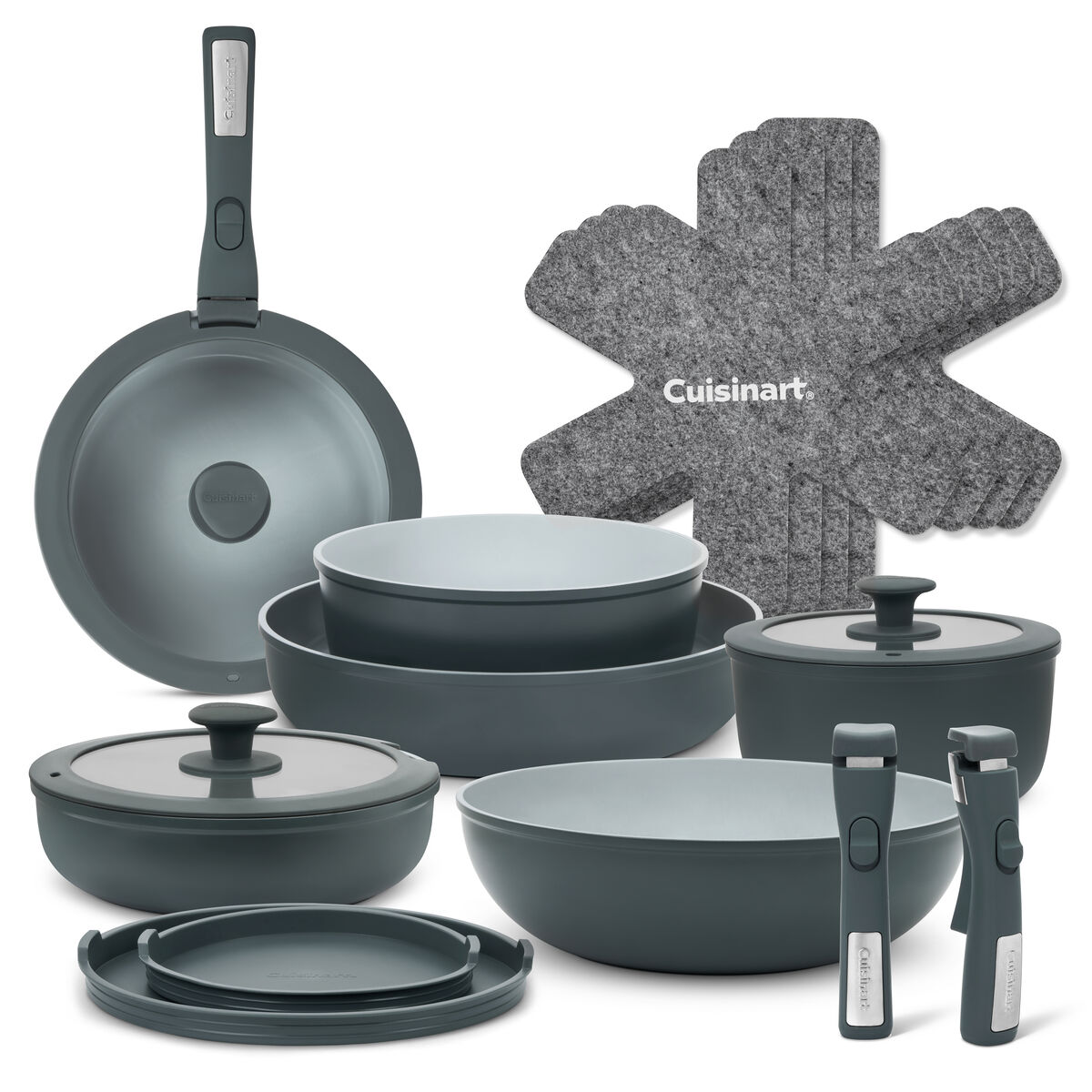 Cuisinart ClickSmart&trade; Ceramic Cookware Set with Detachable Handles 18pc, , large 1