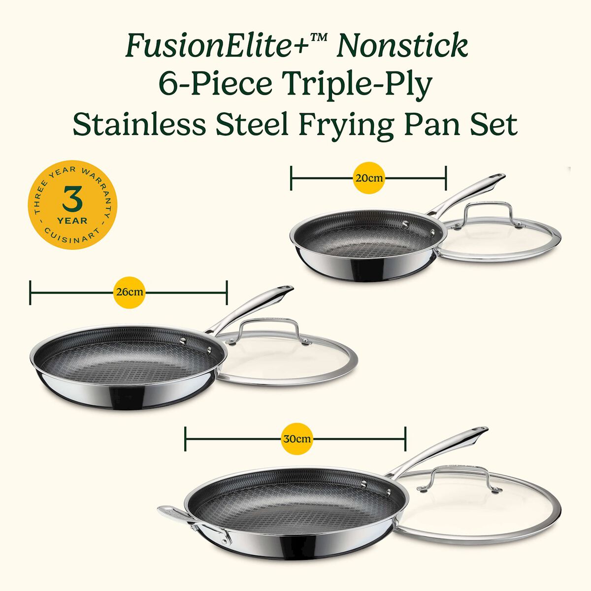 Cuisinart FusionElite+ Nonstick Triple-Ply Stainless Steel Frying Pan Set 6pc, , large 10