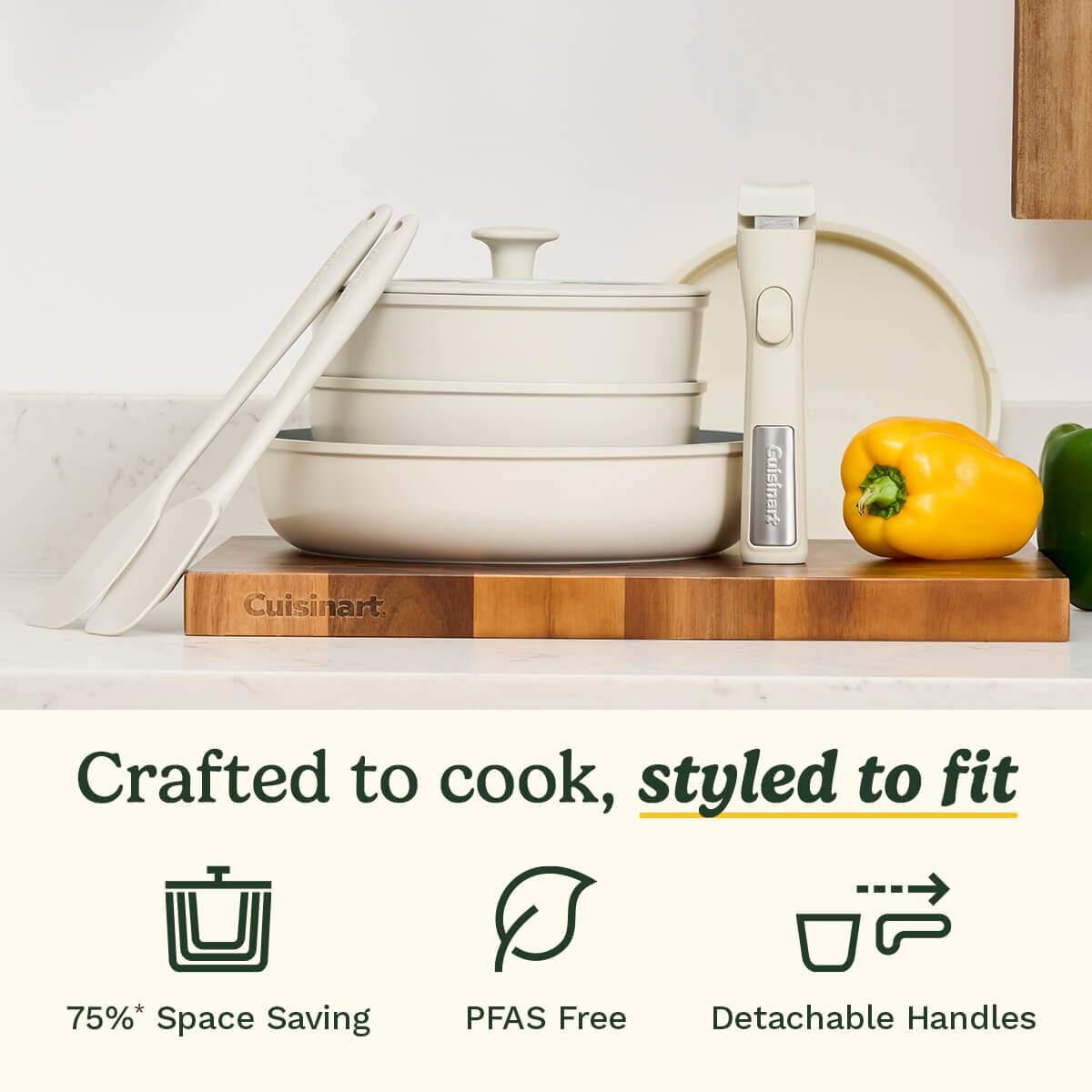 Cuisinart ClickSmart&trade; Ceramic Cookware Set with Detachable Handles 10pc, , large 3