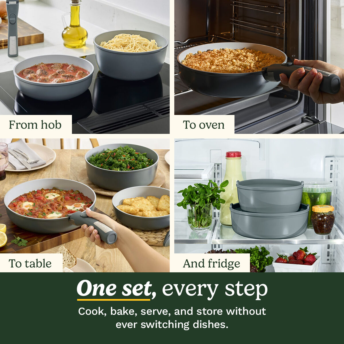 Cuisinart ClickSmart&trade; Ceramic Cookware Set with Detachable Handles 18pc, , large 3