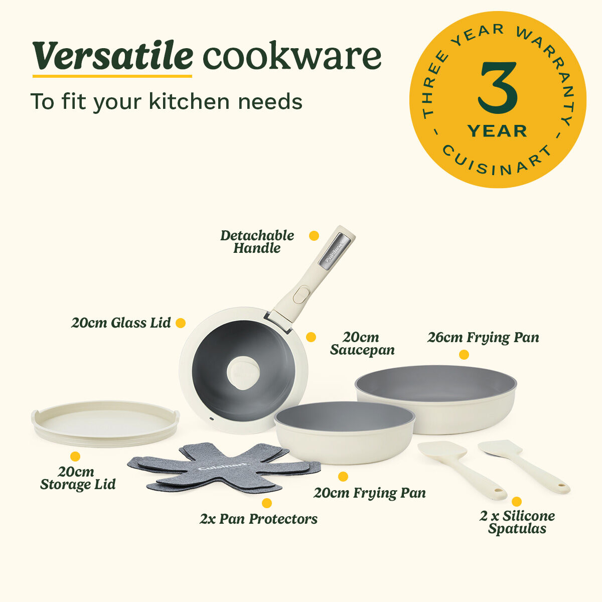Cuisinart ClickSmart&trade; Ceramic Cookware Set with Detachable Handles 10pc, , large 11