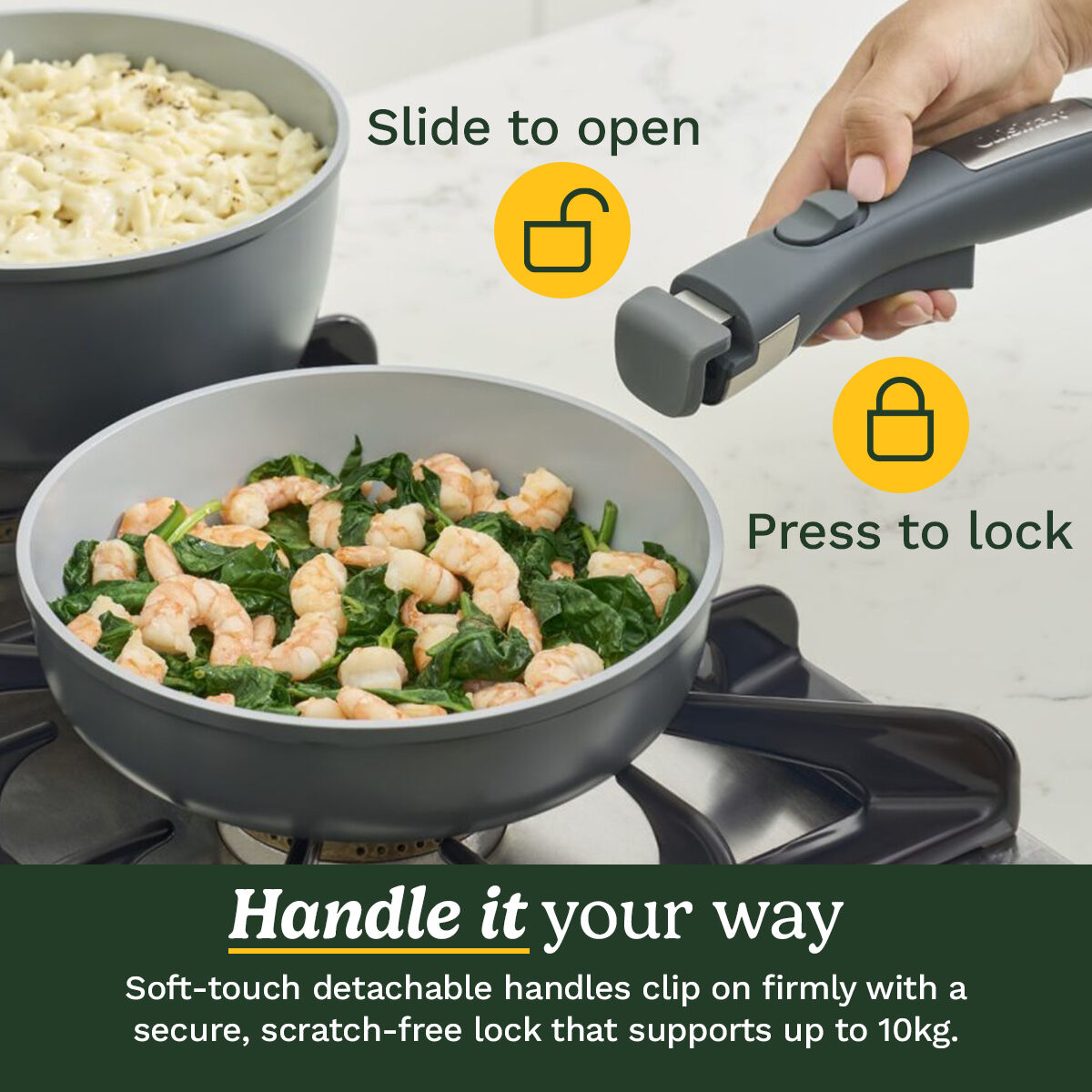 Cuisinart ClickSmart&trade; Ceramic Cookware Set with Detachable Handles 18pc, , large 4